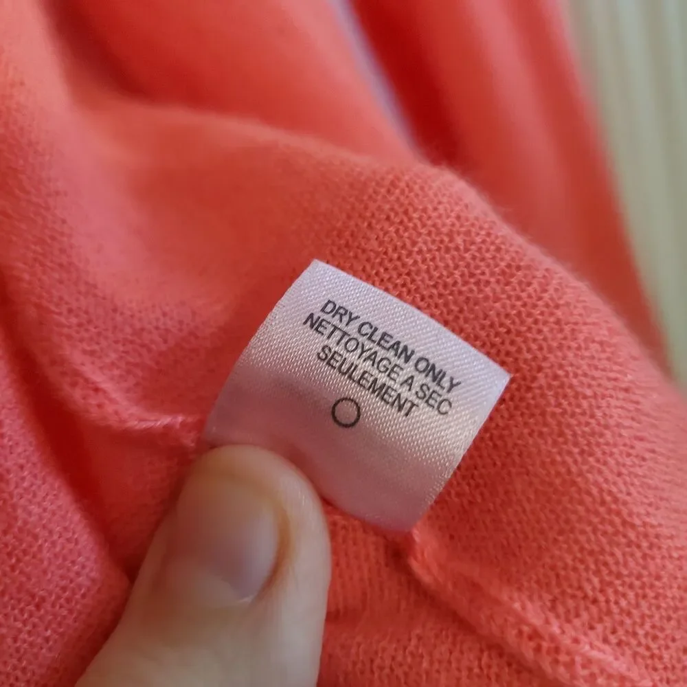 Calypso St Barth Coral 100% Cashmere Waterfall Open Front Cardigan Size M Preppy